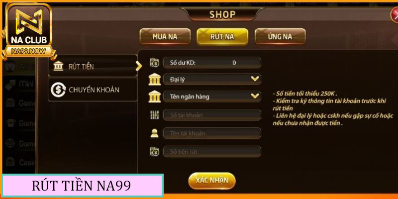 Các bước rút thưởng từ Na99 về túi