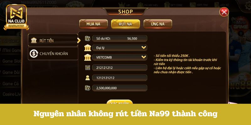 Nguyên nhân rút tiền Na99 thất bại