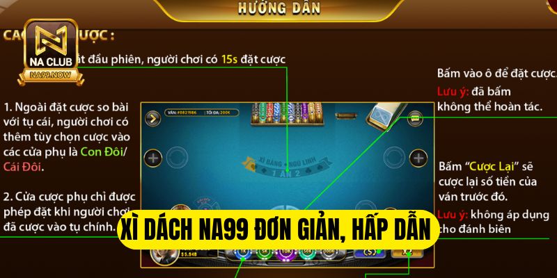 Xì dách NA99 đơn giản, hấp dẫn 